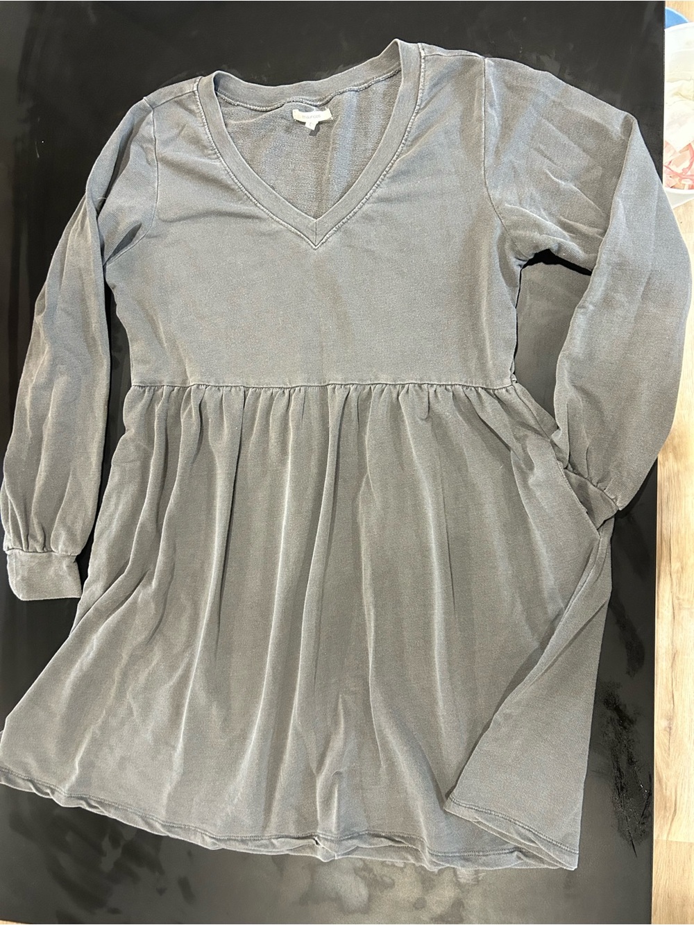 Maurices Gray V-Neck Long Sleeve Peplum Tunic